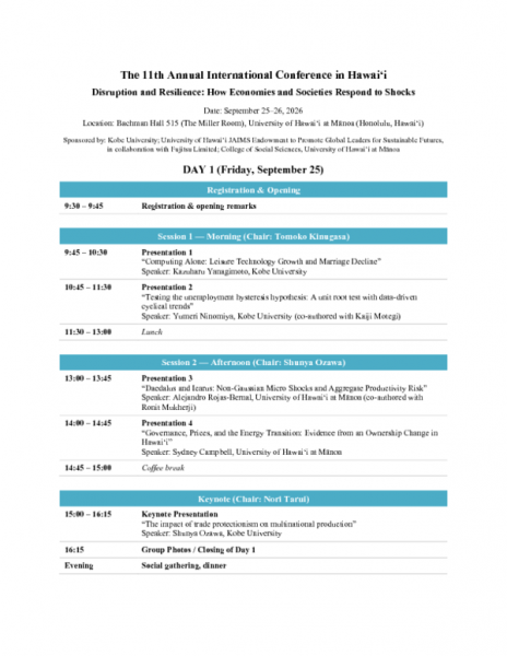 (最終版)UHM-Kobe Applied Econ Conference Program_Part1のサムネイル